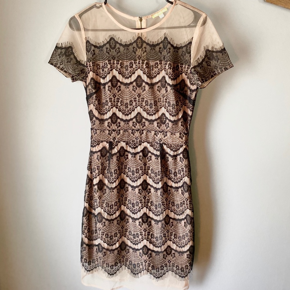 Gianni Bini Black and Tan lace dress